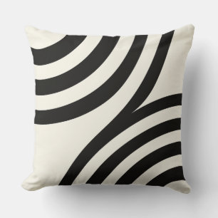 Black Ivory Concentric Curve Abstract Cushion