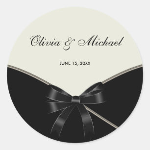 Black Ivory Cream Wedding Favour Label Stickers