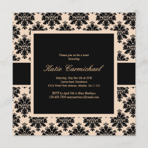 Black & Ivory Damask Invitation