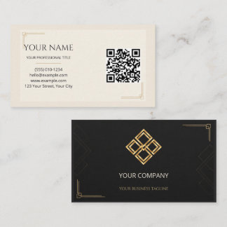 Black Ivory Gold Custom Logo QR Business Card