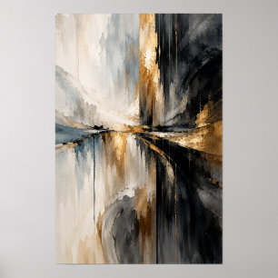 Black Ivory Gold Horizon Abstract Wall Art