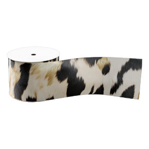 Black Ivory Gold Western Cowhide Grosgrain Ribbon