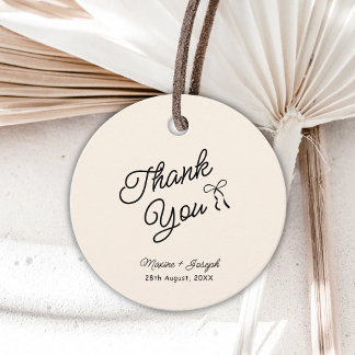Black & Ivory Hand Drawn Bow Ribbon Sketch Wedding Favour Tags