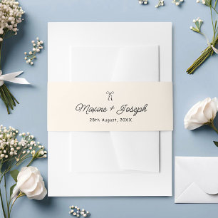 Black & Ivory Hand Drawn Bow Ribbon Sketch Wedding Invitation Belly Band