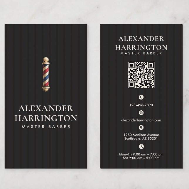 Black Ivory Master Barber Qr Code Business Card (Creator Uploaded)