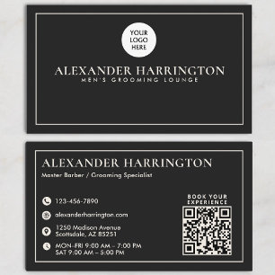 Black Ivory Qr Code Social Icon Barber Grooming Business Card