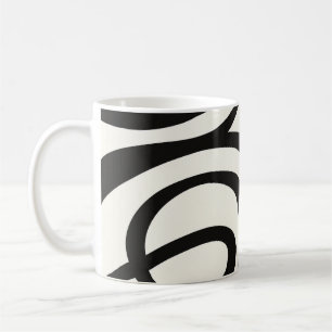 Black Ivory Ribbon Curve Abstract Coffee Mug