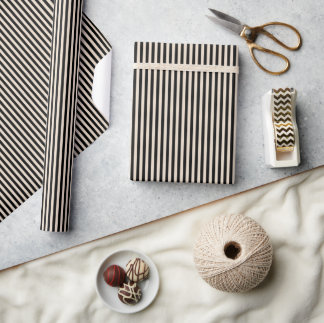 black & ivory stripe wrapping paper