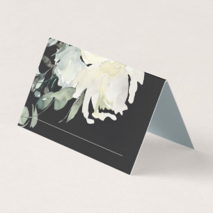 BLACK IVORY WHITE FLORAL BUNCH WEDDING PLACE CARDS