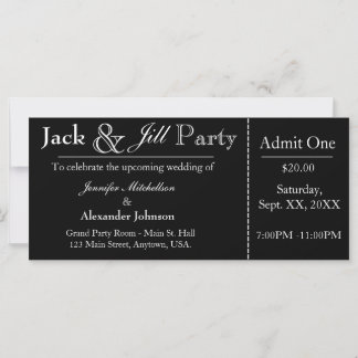 Black Jack and Jill Shower Ticket Invitation