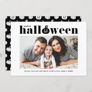 Black Jack-o'-lantern Photo Happy Halloween Announcement