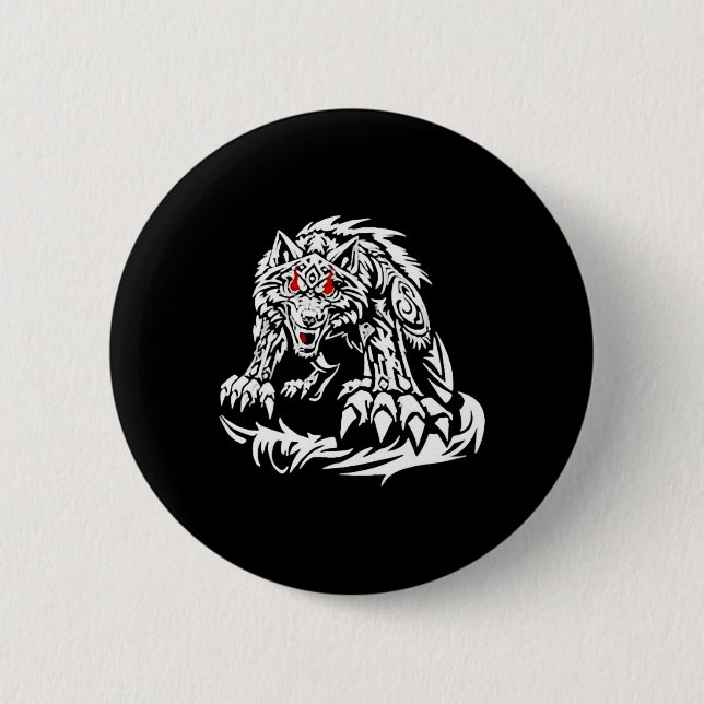 Black Jacob Fatu Wolf  6 Cm Round Badge (Front)