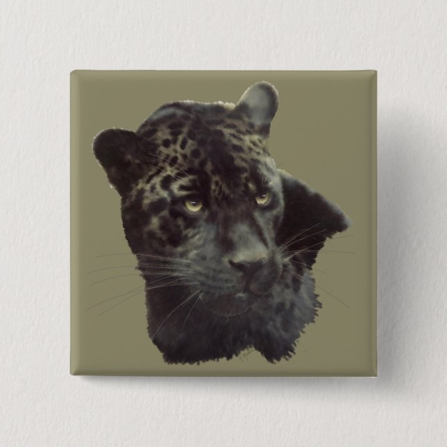 Black Jaguar 15 Cm Square Badge (Front)