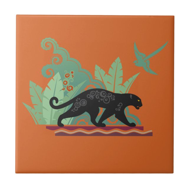 Black Jaguar Ceramic Tile (Front)