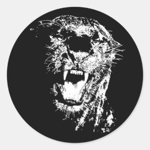 Black Jaguar Classic Round Sticker