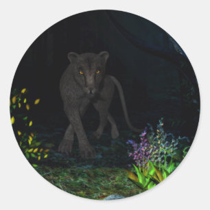 Black Jaguar in the Woods Sticker