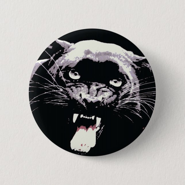 Black Jaguar Panther 6 Cm Round Badge (Front)