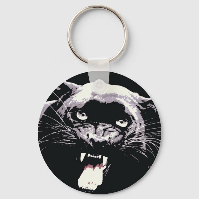Black Jaguar Panther Key Ring (Front)