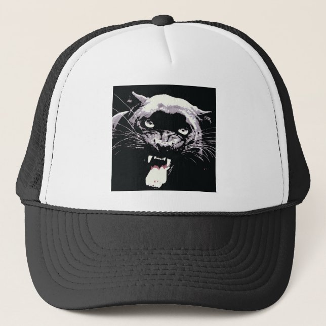 Black Jaguar Panther Trucker Hat (Front)