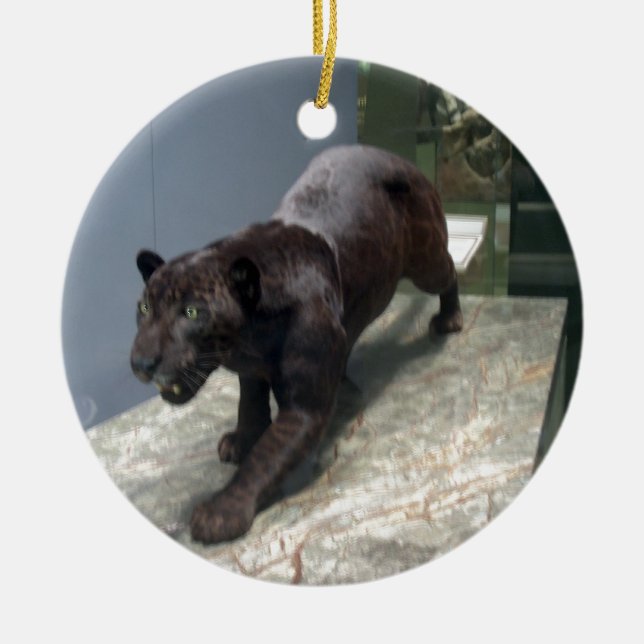 Black Jaguar (Panthera onca) Ceramic Tree Decoration (Front)