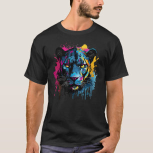 Black Jaguar Wildlife Big Cat Lover Colourful Spla T-Shirt