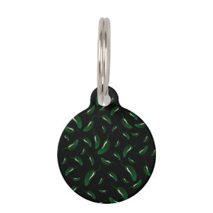 Black jalapeno peppers pattern pet tag