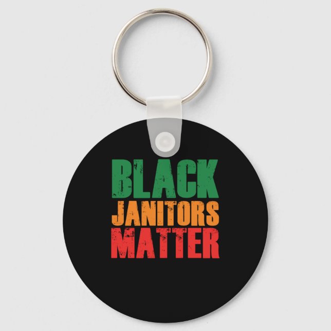 Black Janitor Matter Cleaning Service Cleaners Jan Key Ring (Front)