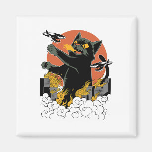 Black Japanese Catzilla Sunset - Clic Fit Magnet