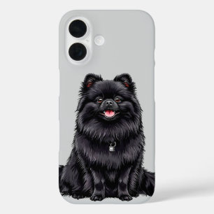 Black Japanese spitz dog iPhone 16 Case