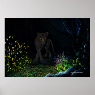 Black Jaquar in the Woods Print