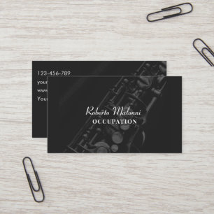 Black jazz music saxophone recital business card