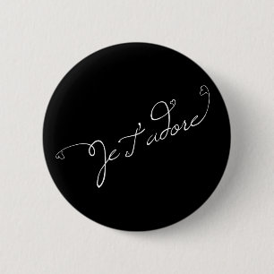 black Je T adore 6 Cm Round Badge