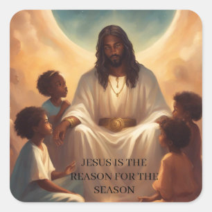 Black Jesus African American Christmas Sticker