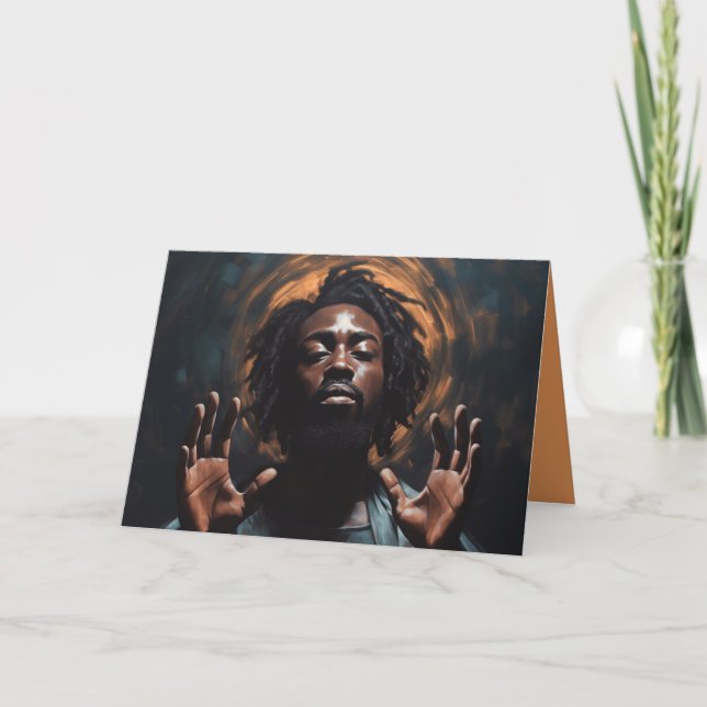 Black Jesus He Touched Me Get Well Card (Front)