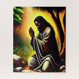Black Jesus Praying in Gethsemane Jigsaw Puzzle