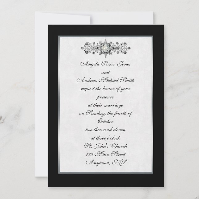 Black Jewel Wedding Invitation (Front)
