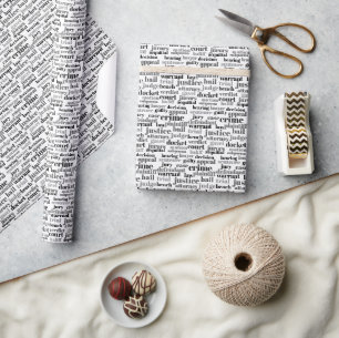 Black Judicial Text Word Cloud On White Wrapping Paper