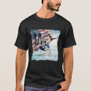Black July 4th Men's American Flag and Eagle USA T-Shirt