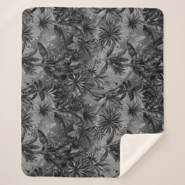 Black jungle sherpa blanket (Front)