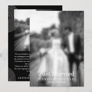 Black Just Married Geometric Simple Wedding Photo Invitation