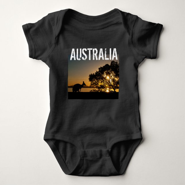 Black kangaroo at sunset in Australia Baby Bodysuit (Front)