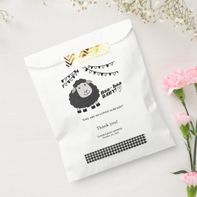 Black Kawaii Little Lamb Baby Shower Favour Bag (Sealed)