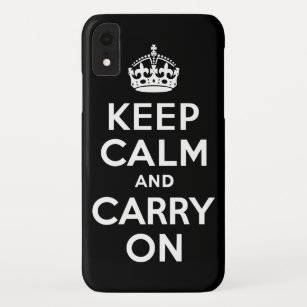 Black Keep Calm and Carry On iPhone XR Case