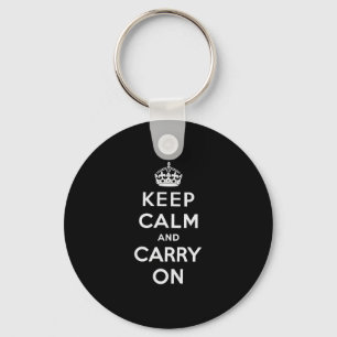 Black Keep Calm And Carry On Key Ring