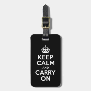Black Keep Calm and Carry On Luggage Tag