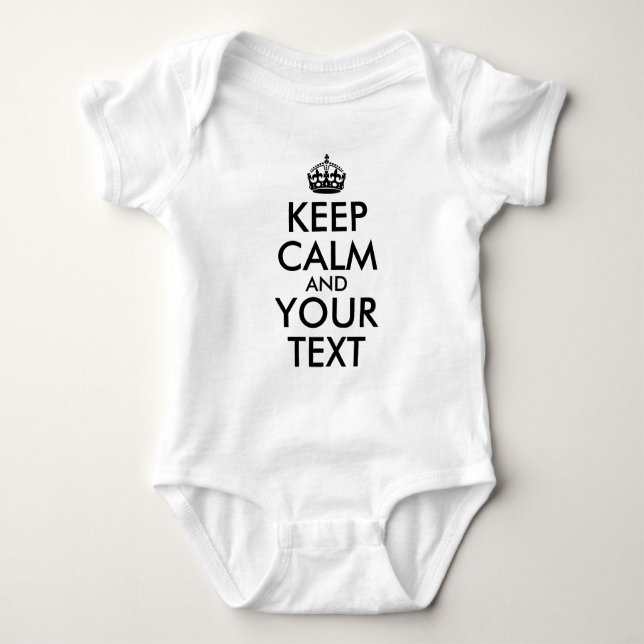 Black Keep Calm and Your Text Baby Bodysuit (Front)