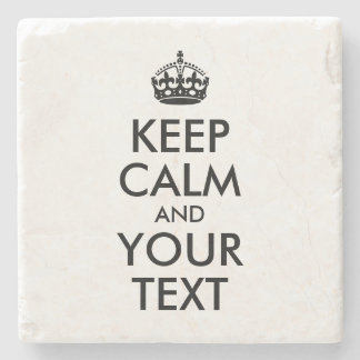 Black Keep Calm and Your Text Stone Coaster