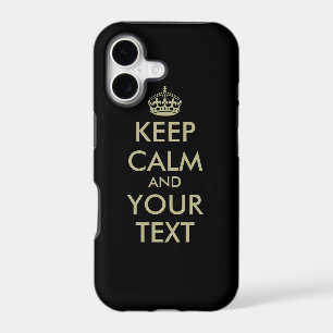 Black Keep calm iPhone case Faux gold letters