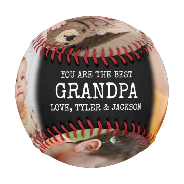 Black Keepsake 4 Photo Collage for Grandpa Baseball (Front)