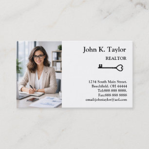 Black Key Professional Real Estate Vertical Photo Business Card